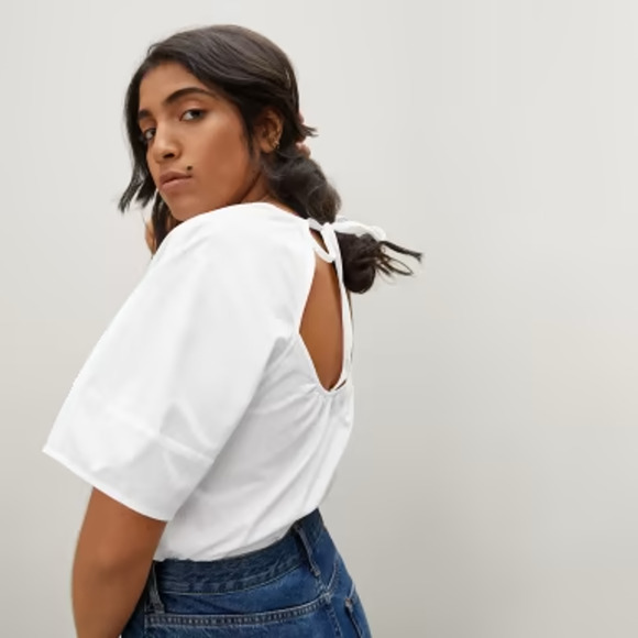 Everlane Tops - NWT Everlane White Circle Open Keyhole Back Short Sleeve Top Women's Size 8